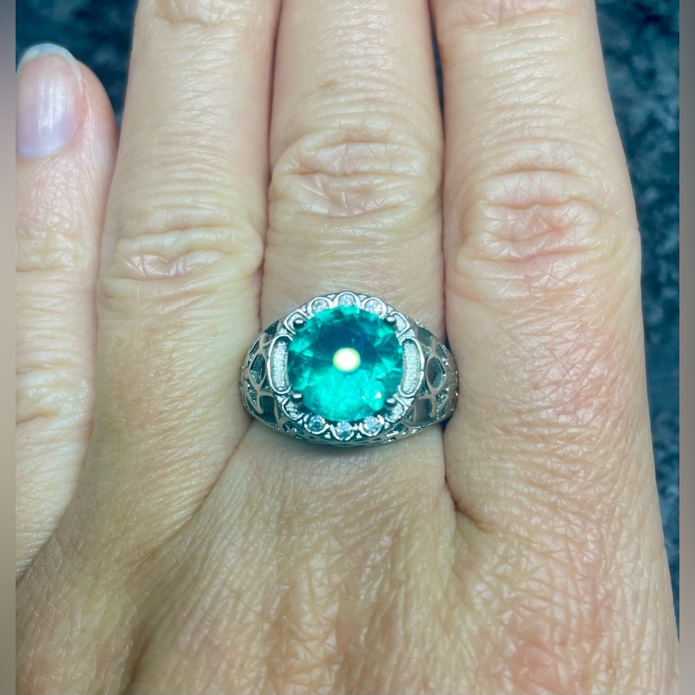 Multi Stone Aquamarine Fashion Ring (Size 6.5)